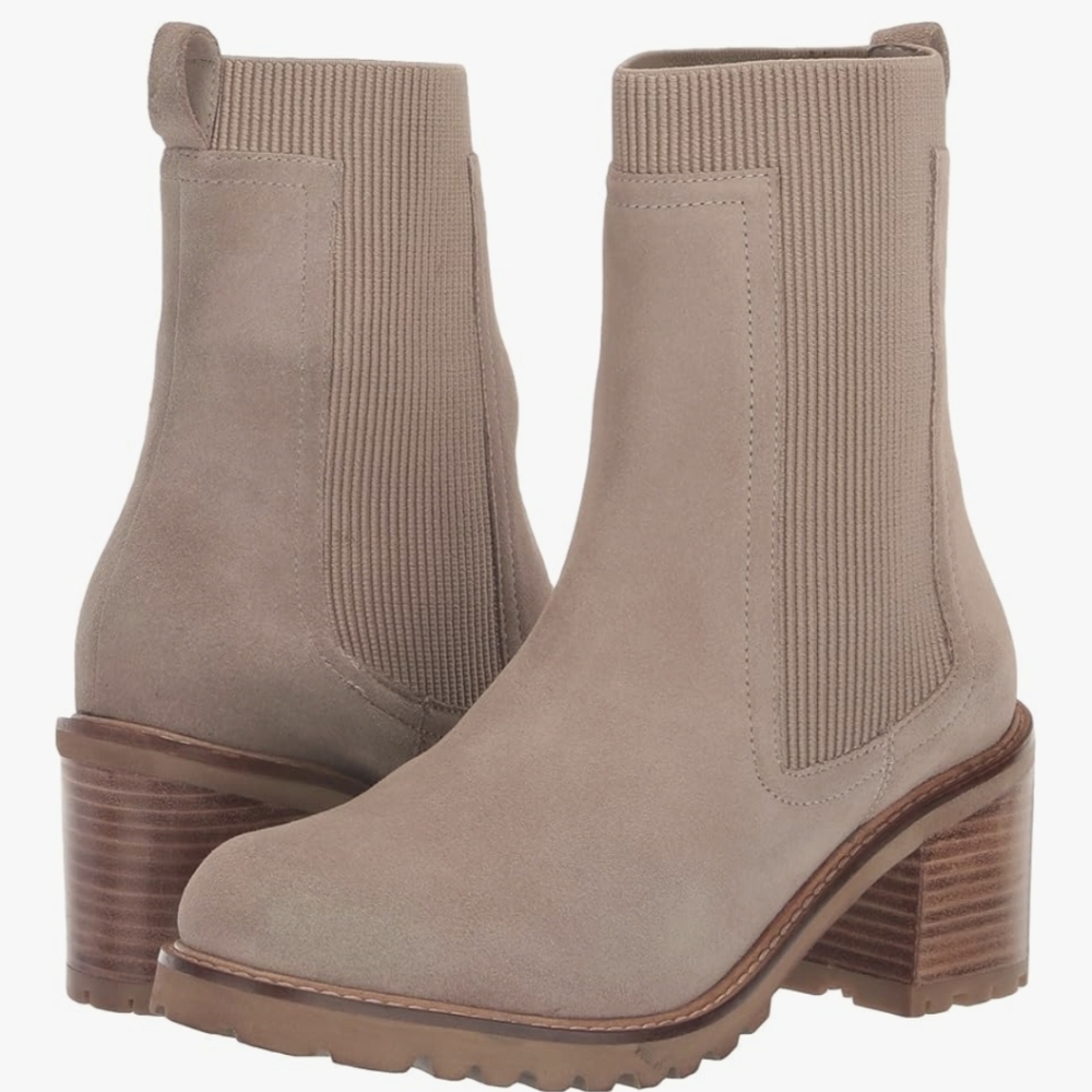 New Seychelles Far Fetched Suede Knit Pull On Chelsea Boot Size 7.5M Taupe